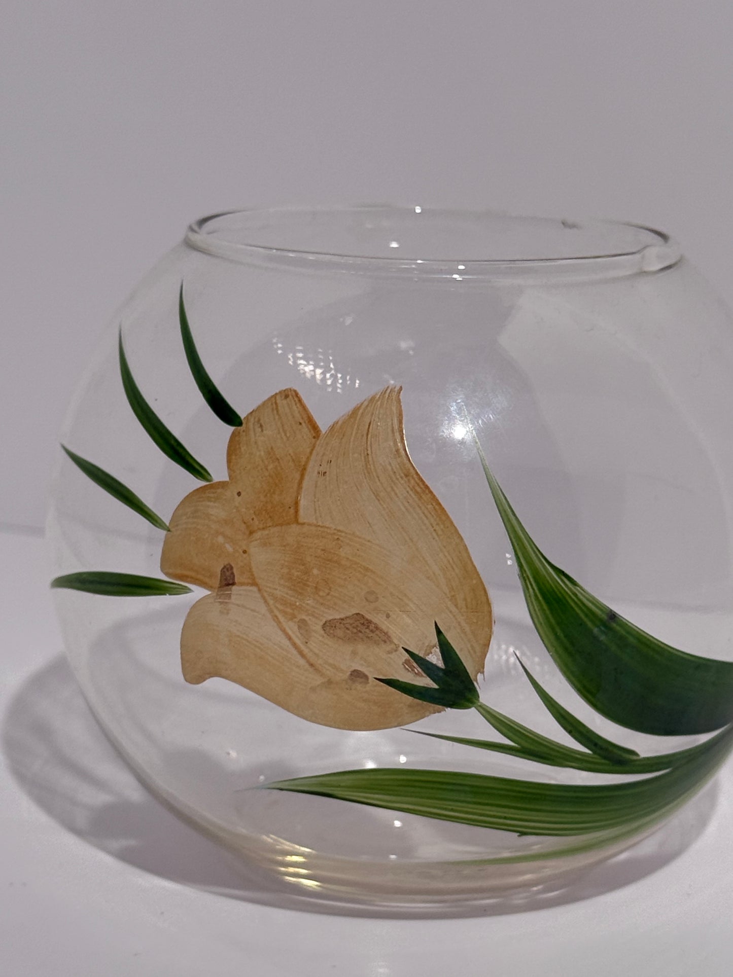 Glass Handpainted Tulip Bowl