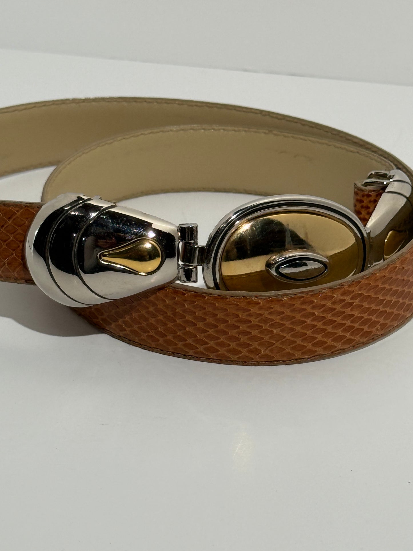 Cognac Snakeskin Belt