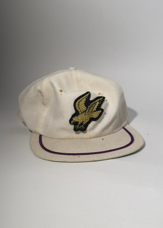 White Embroidered Gold Eagle Patch Hat