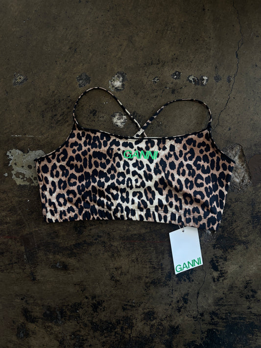 Ganni Leopard Sports Bra