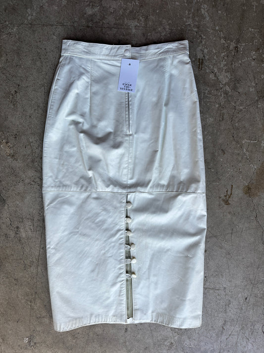 White Leather Pencil Skirt