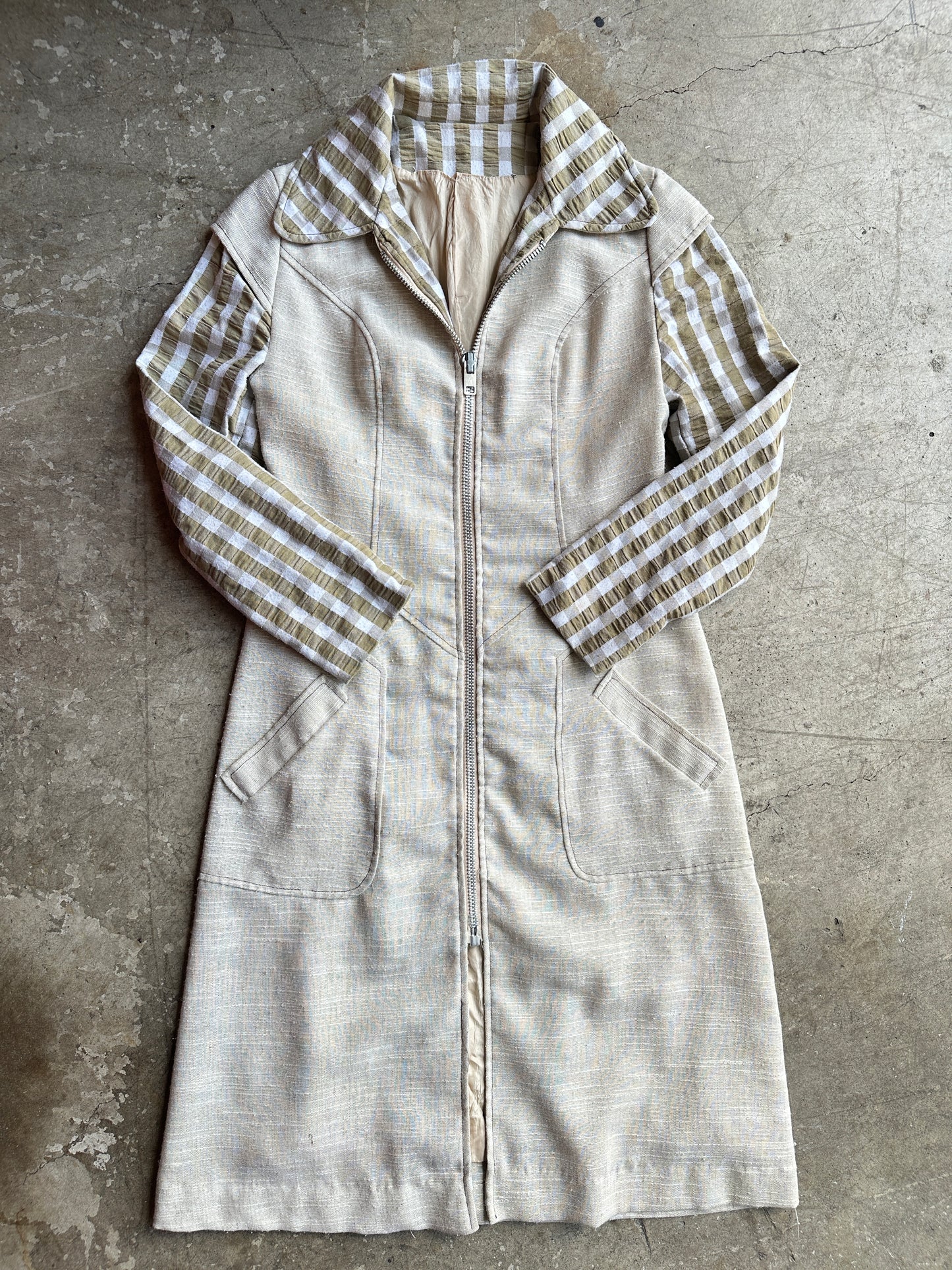 70s Olive Gingham Coat