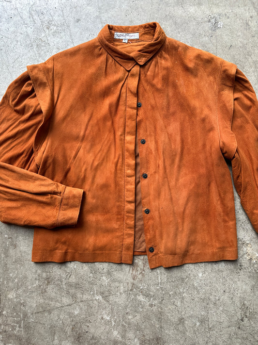 Camel Suede Bomber Shirt Jacket