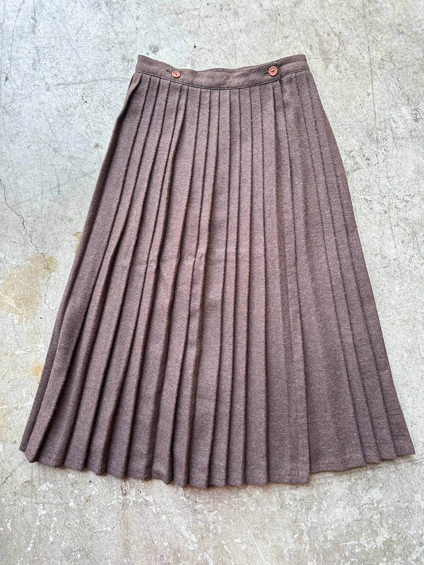 KB Pleated Brown Wool Skirt