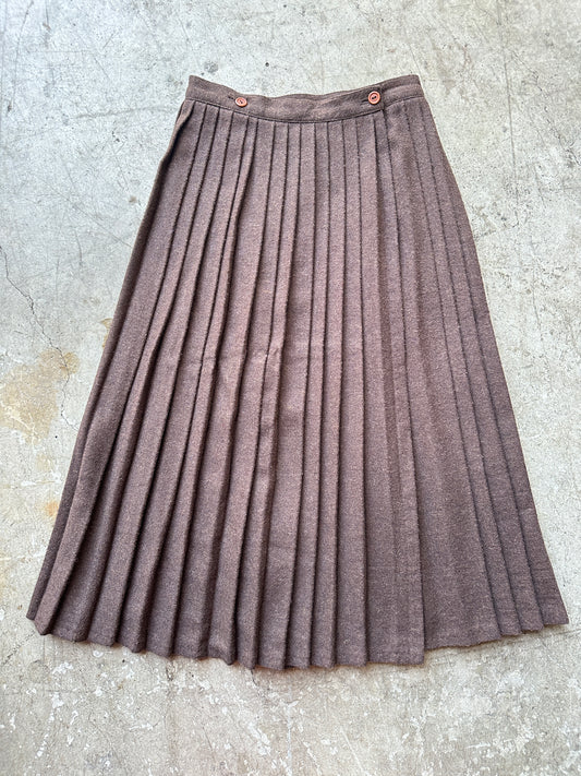 KB Pleated Brown Wool Skirt