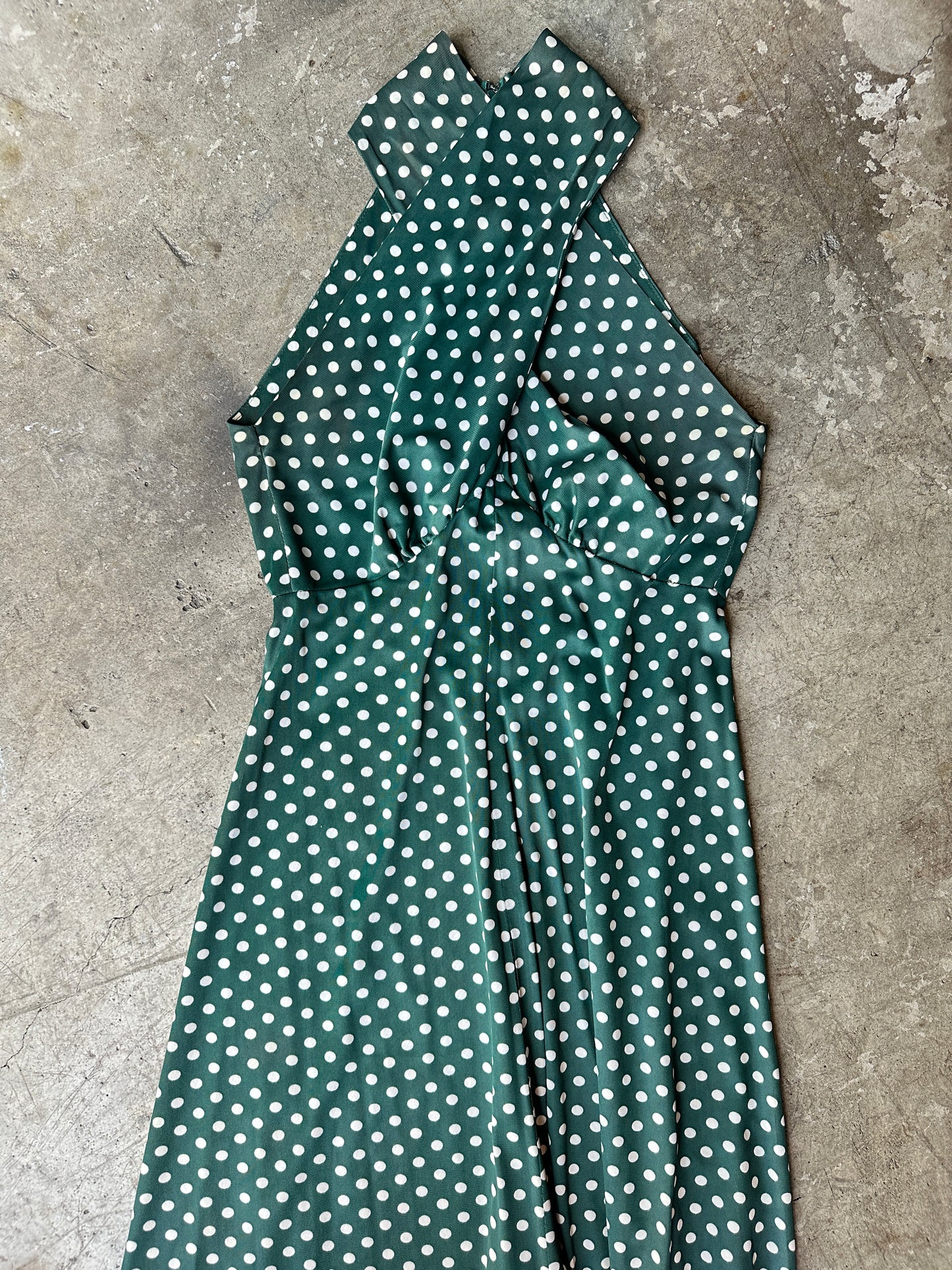 Dark Green Polkadot Maxi Dress