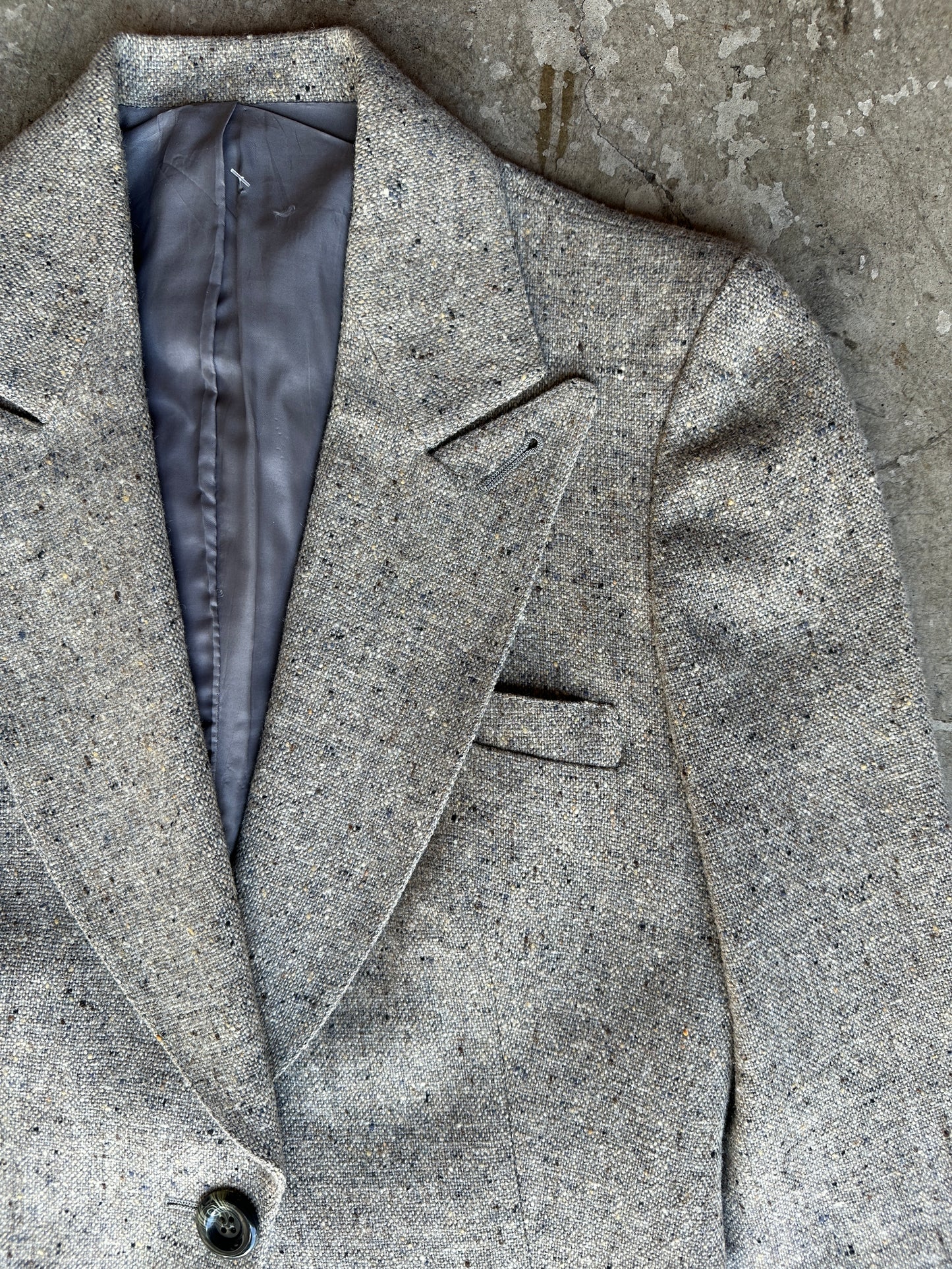 70s Tan Tweed Blazer + Skirt Set