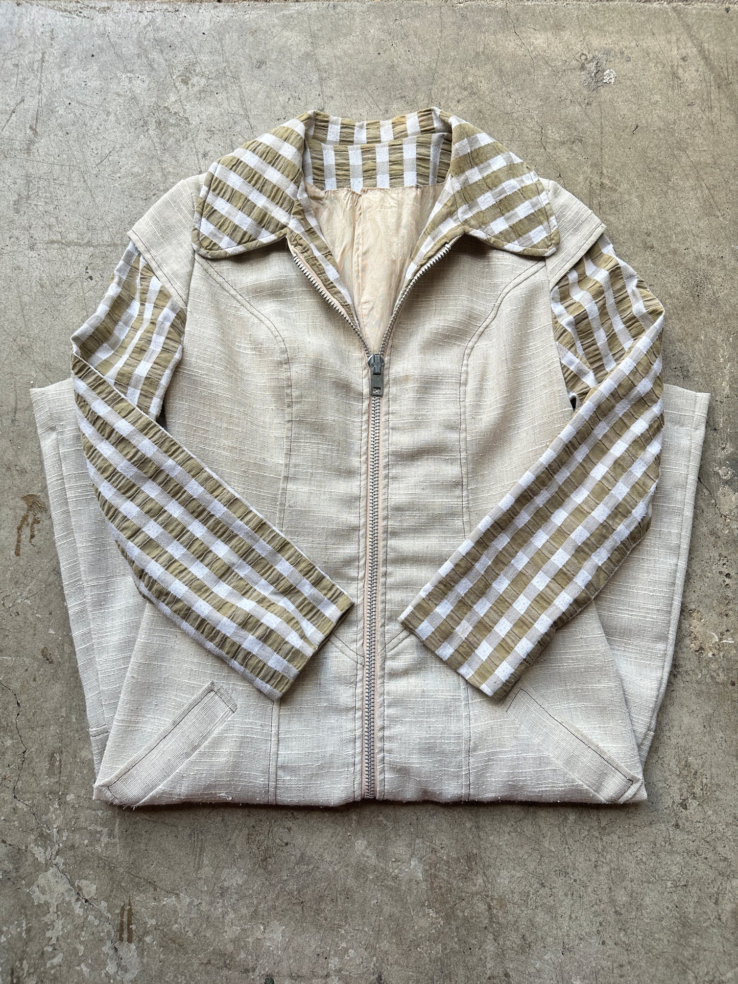 70s Olive Gingham Coat