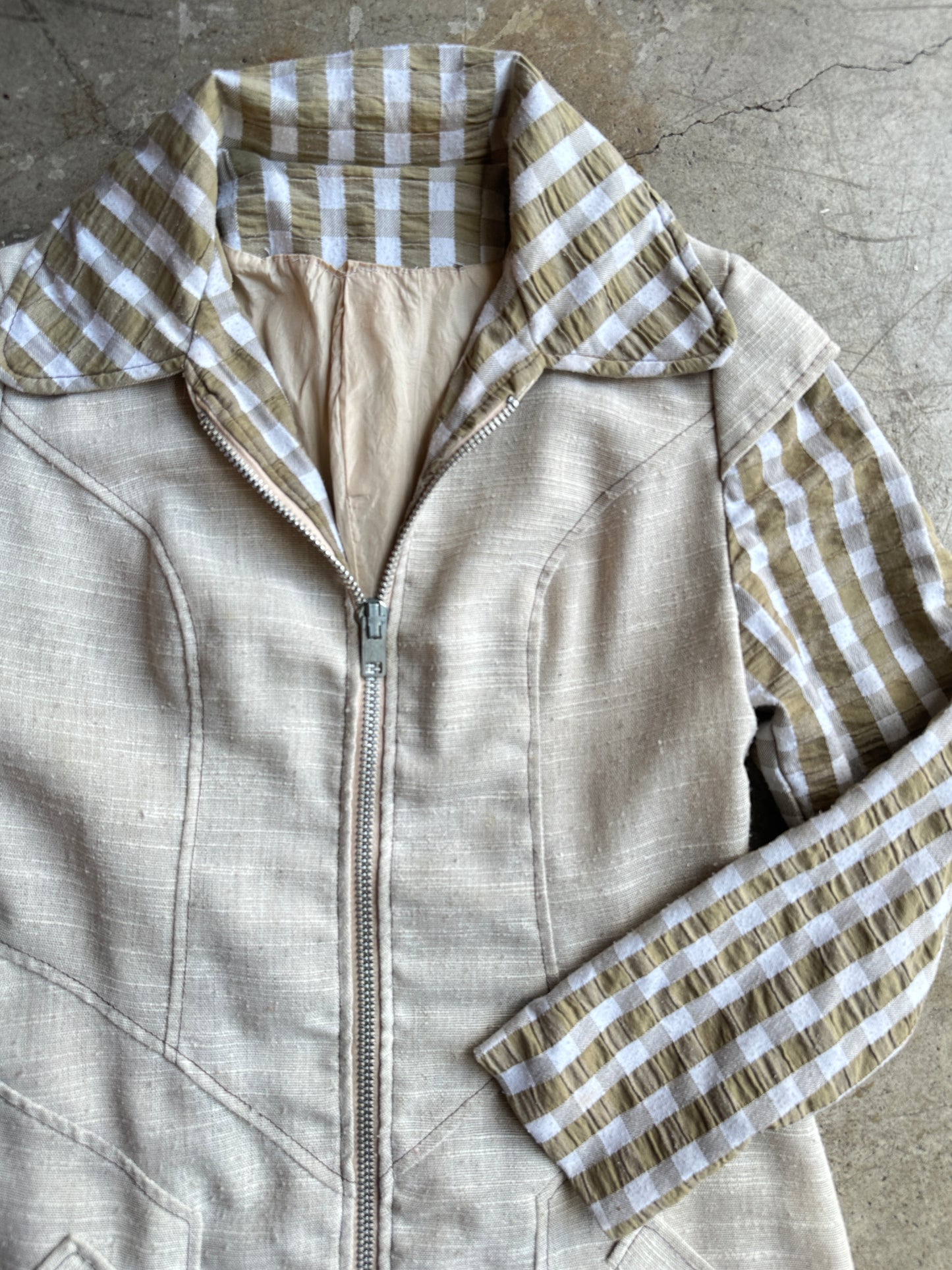 70s Olive Gingham Coat