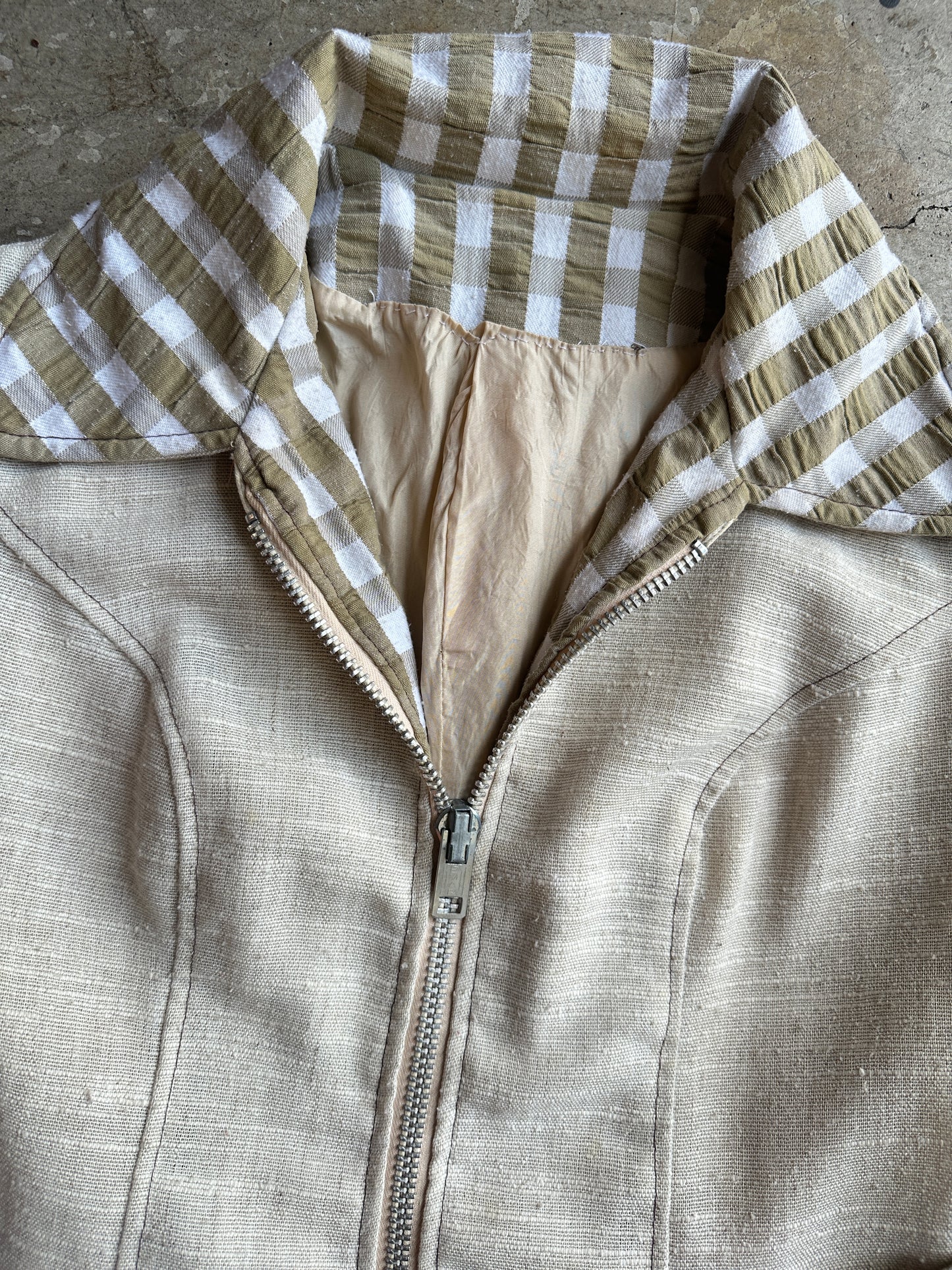 70s Olive Gingham Coat