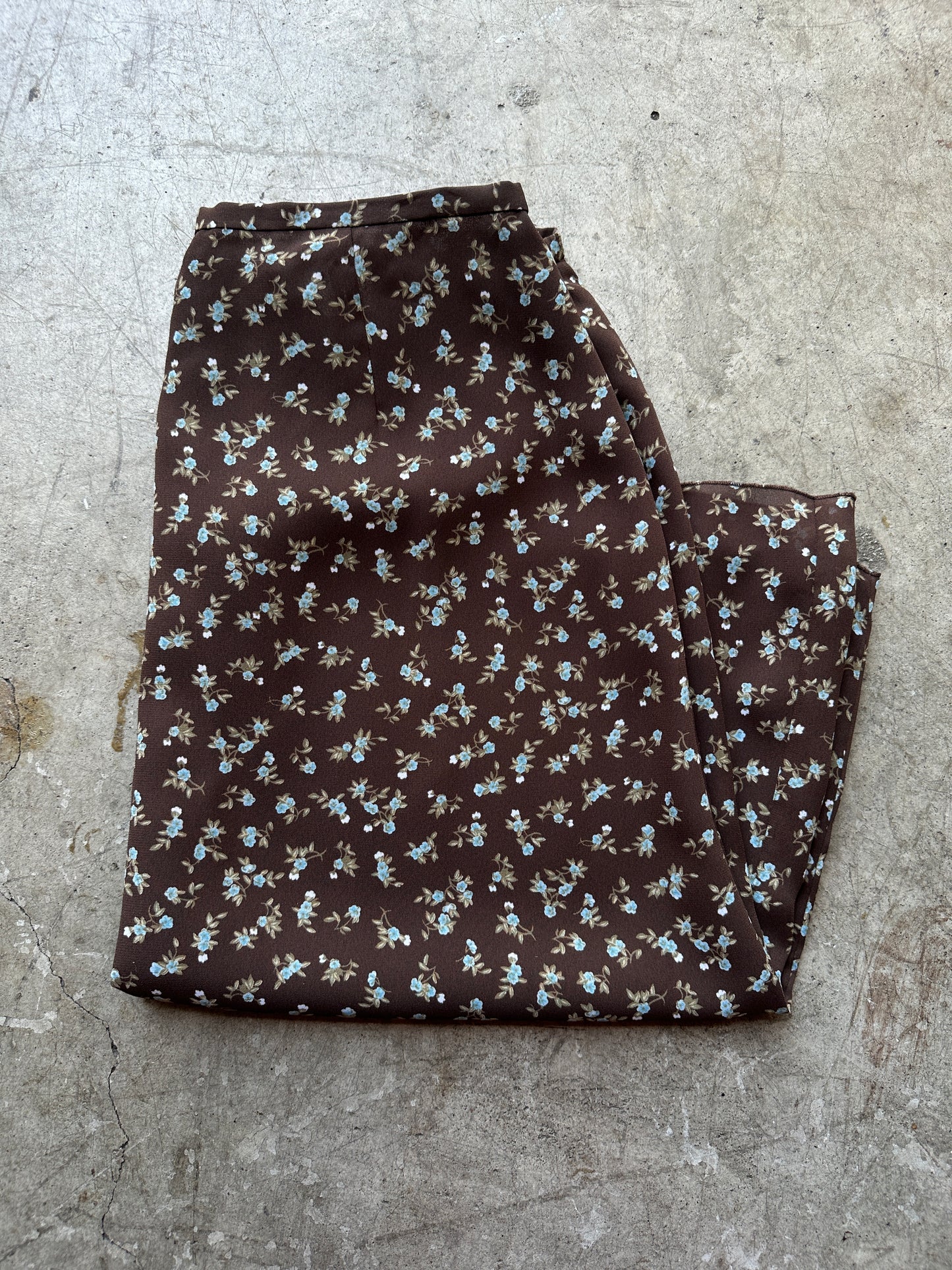 90s Brown Floral Skirt