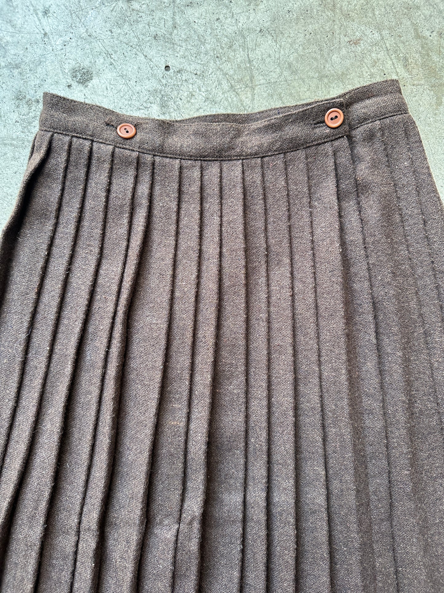 KB Pleated Brown Wool Skirt