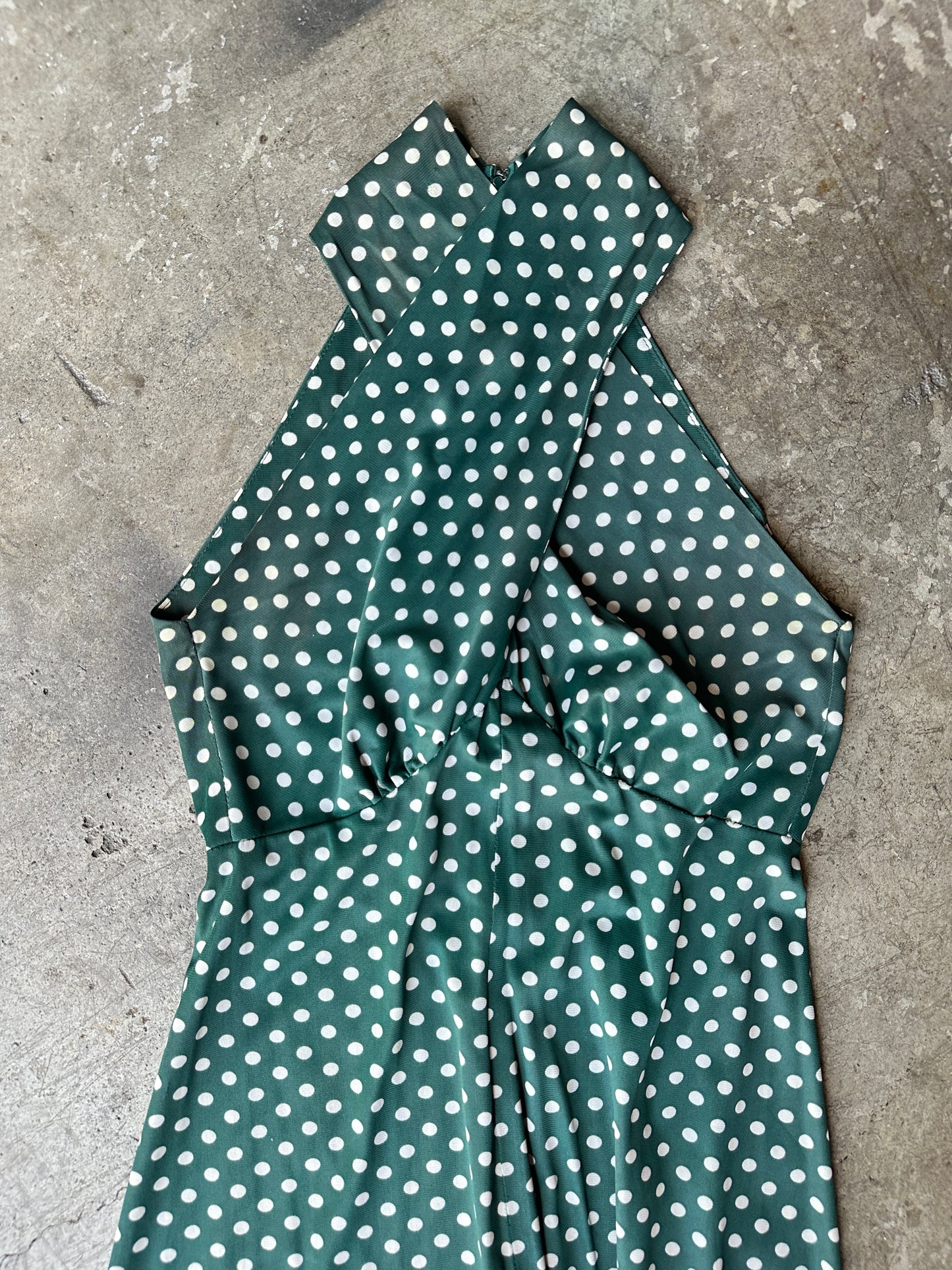Dark Green Polkadot Maxi Dress