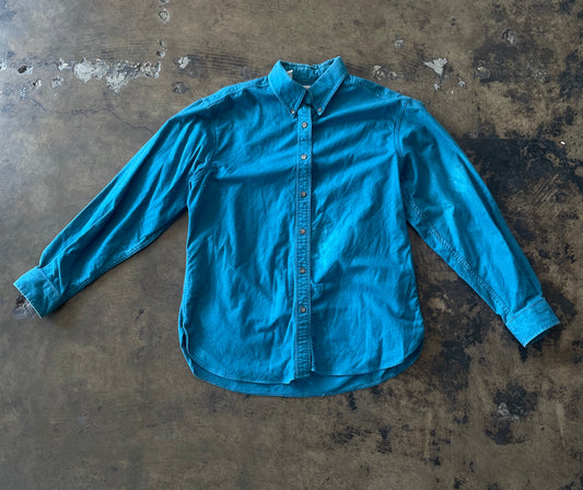 LL Bean Womens Teal Chamois Cloth Shirt