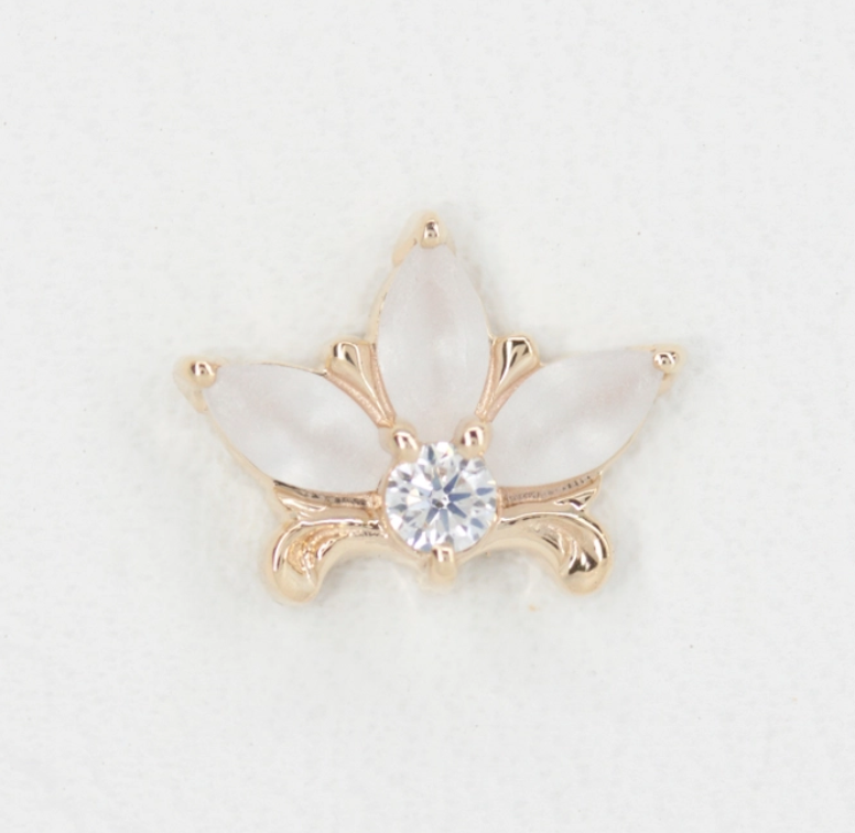 Royal Lily Moonstone + CZ Threadless End