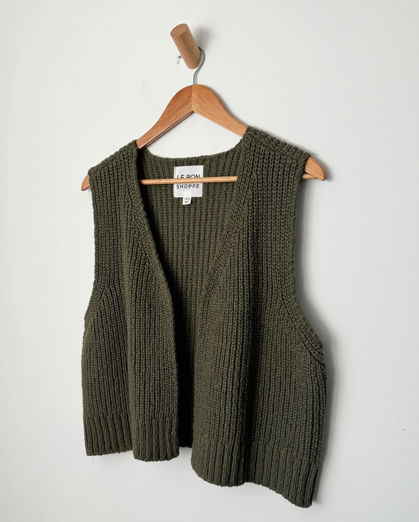 Granny Cotton Sweater Vest Olive