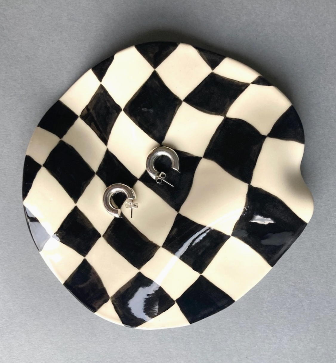Checker Wavy Dish / Jewelry Tray / Spoon Rest