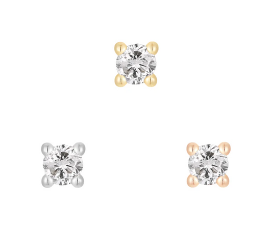 Genuine White Diamond Prong Threadless End