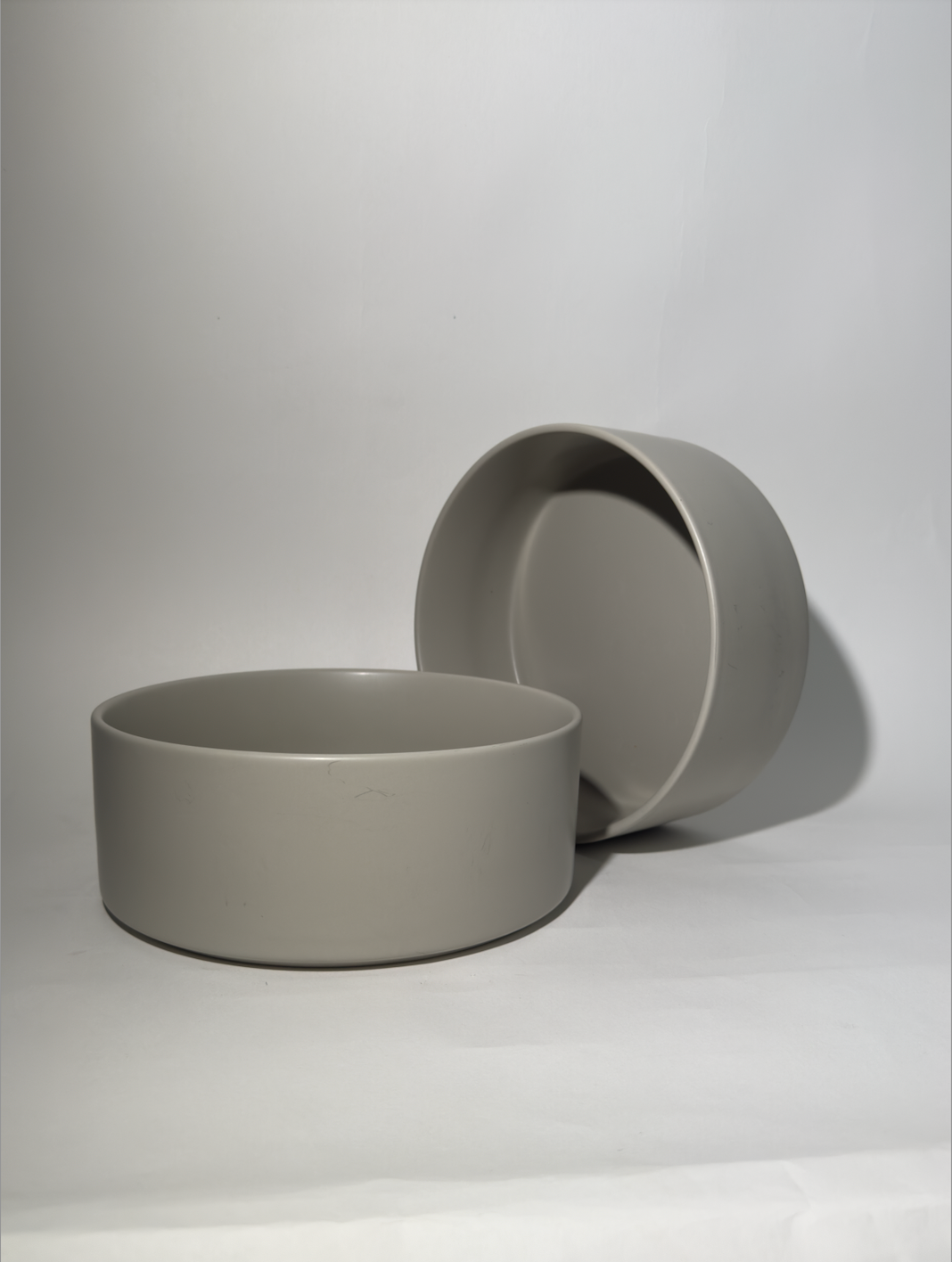 Round Grey Pet Bowls