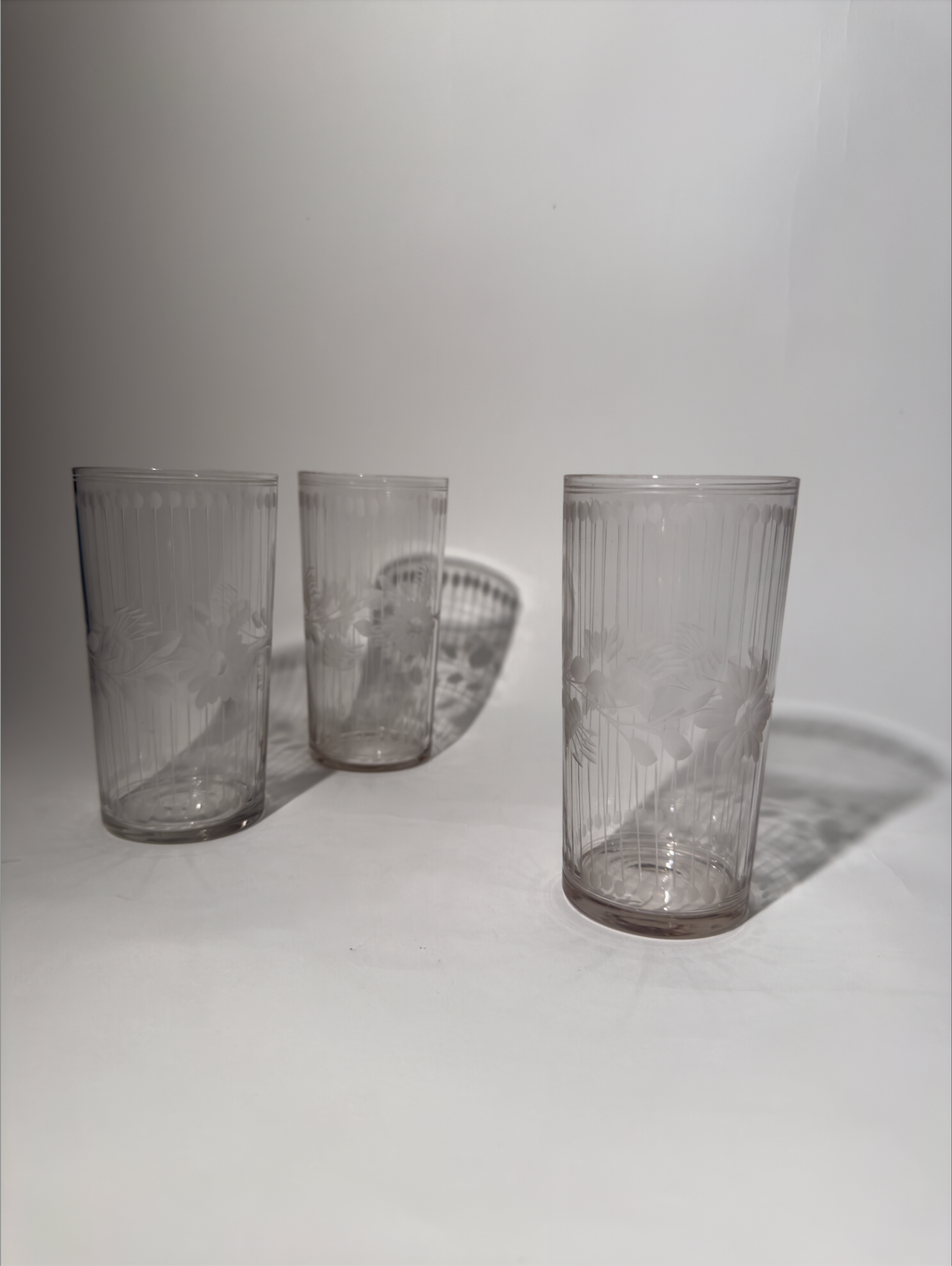 Floral Etched Drinking Glasses