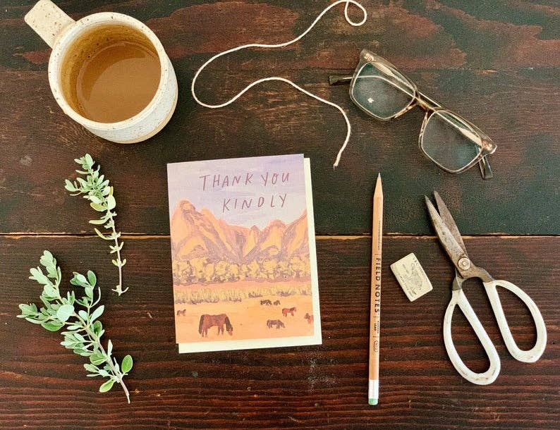 Thank You Kindly Mountain Ranch Horses Greeting Card