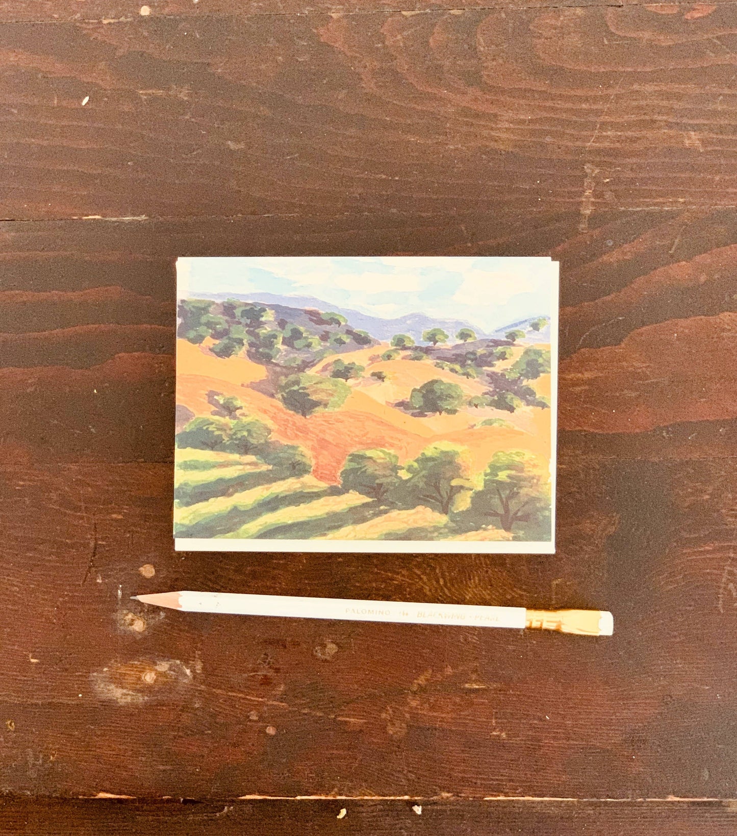 Western California Valley Landscape Rolling Hills Card