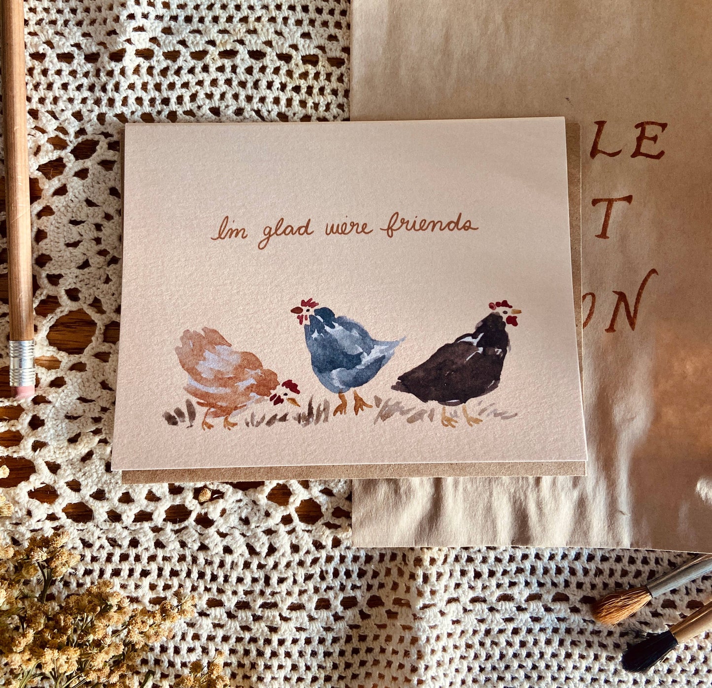 Glad We're Friends Chickens Greeting Card