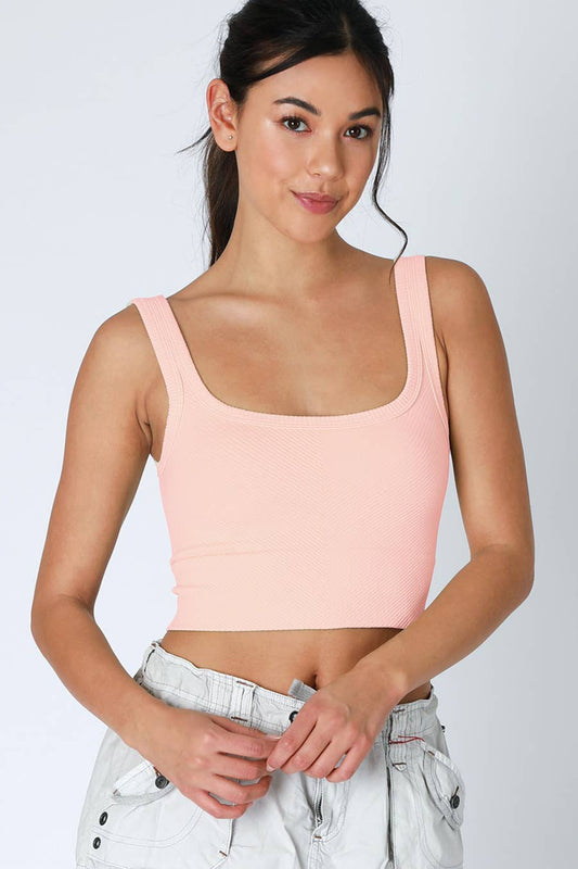 Chevron Ribbed Crop Top
