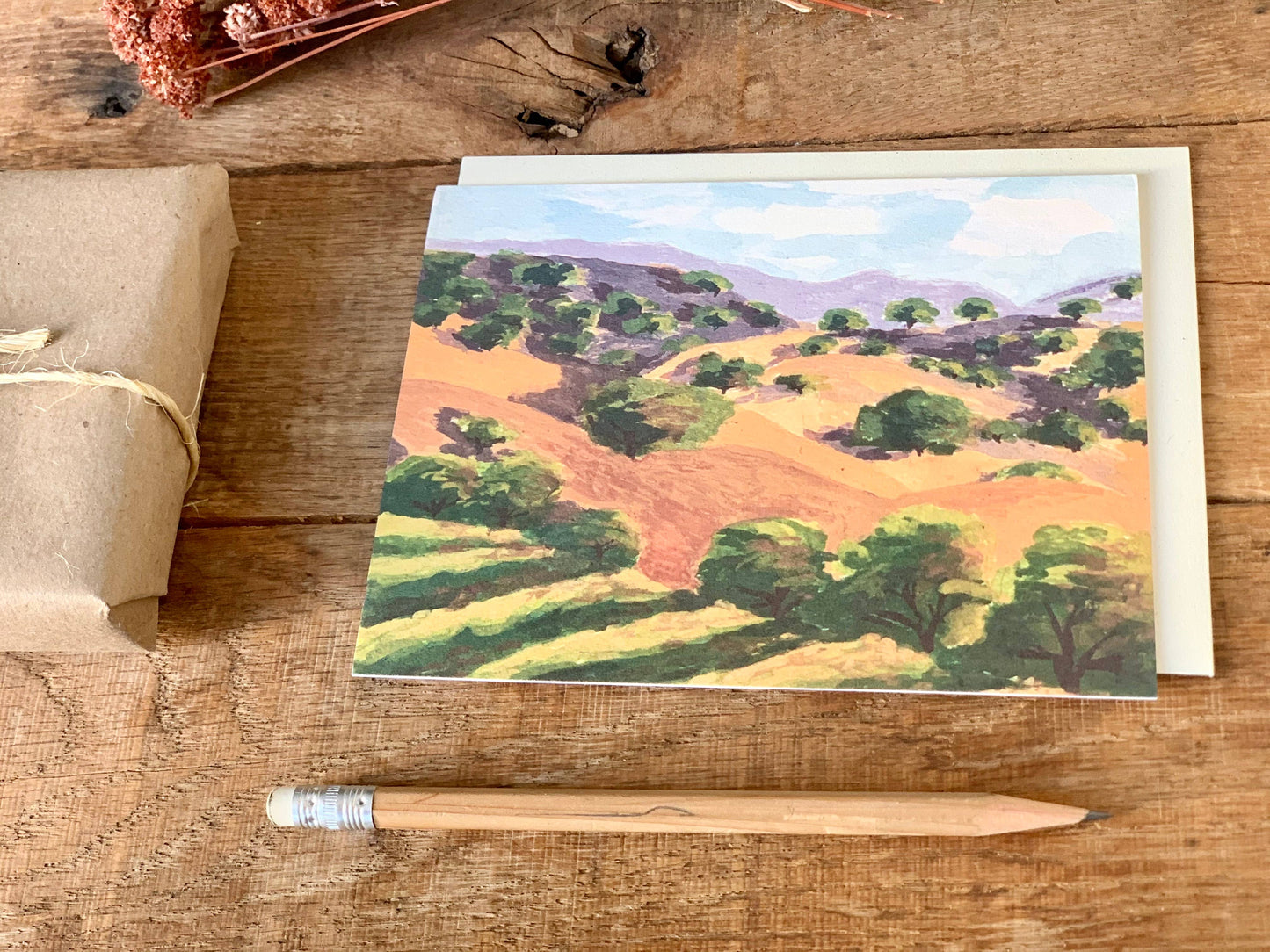 Western California Valley Landscape Rolling Hills Card