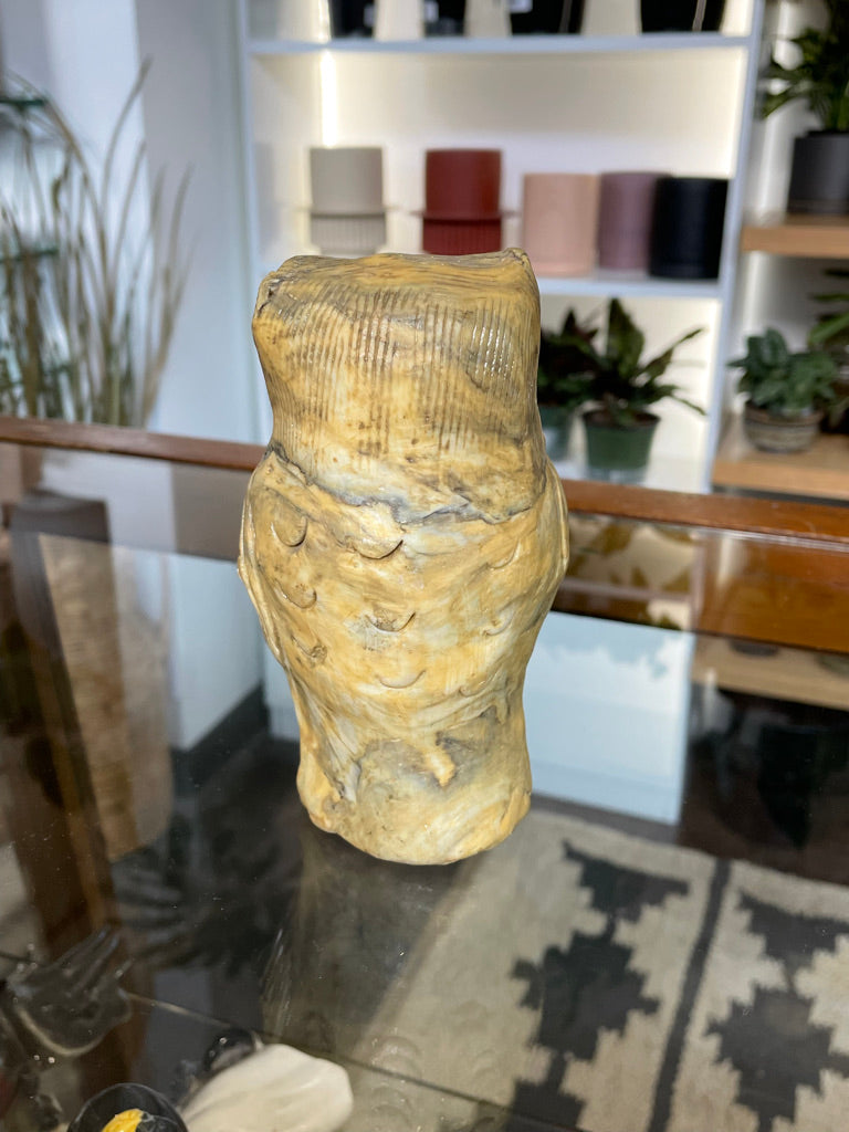 Vintage Yellow Carved Owl