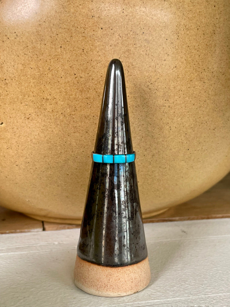 Vintage Turquoise Ring 4 Aligned Stones