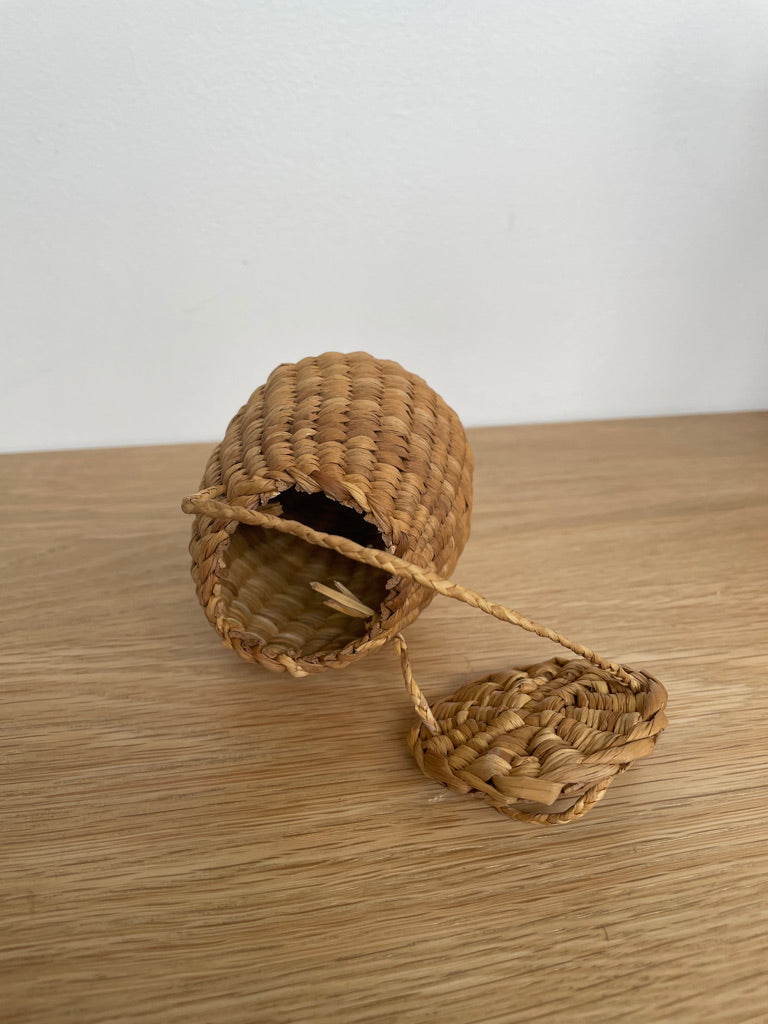 Tiny Woven Basket with Lid