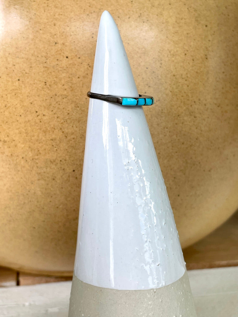 Vintage Turquoise Ring 4 Aligned Stones