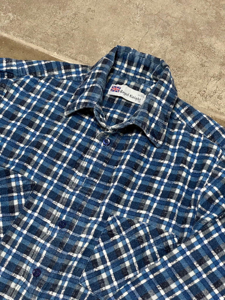Vintage Royal Knight Blue Checkered Flannel
