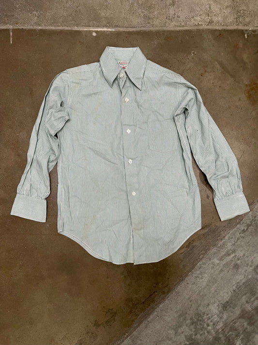 Vintage Green Striped Button Down