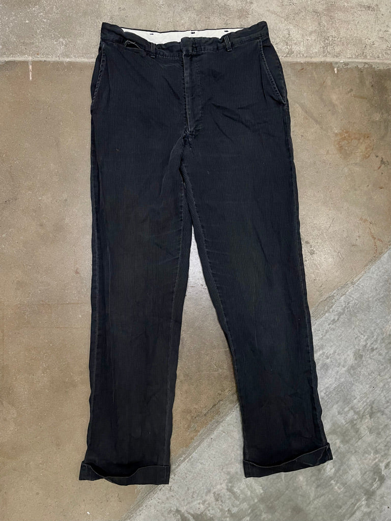 Vintage Black Pin-Stripe Trousers