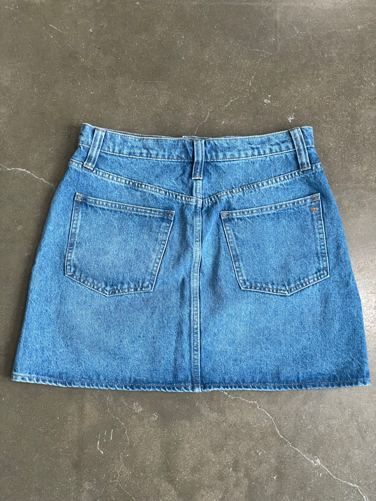 Button Front A-Line Denim Skirt