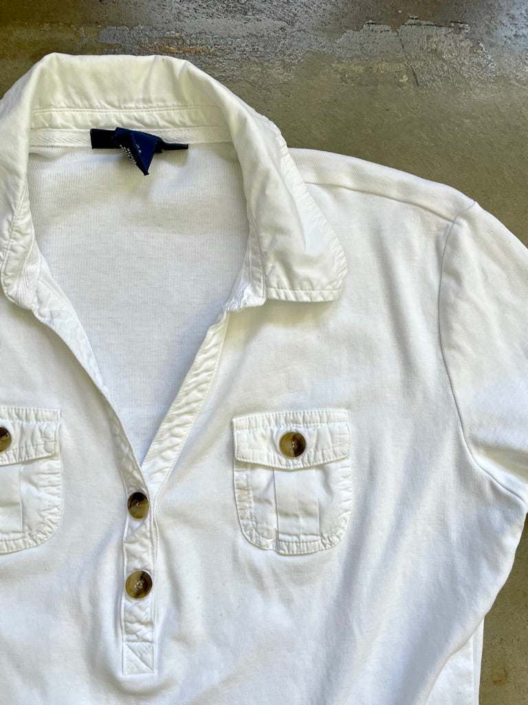 Vintage White Short Sleeve Polo