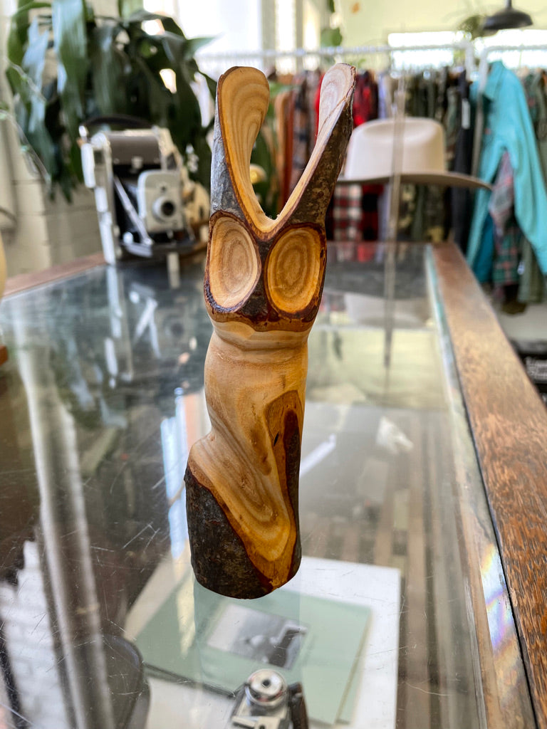 Vintage Carved Wooden Long Eared Owl