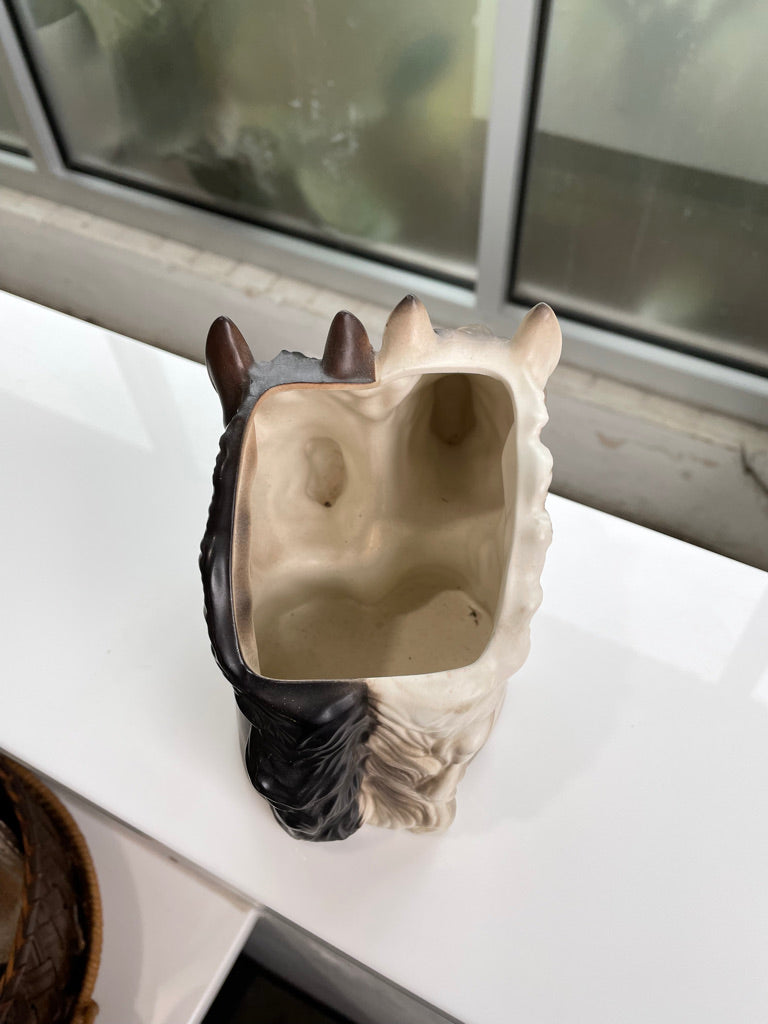 Vintage Double Horse Head Ceramic Planter