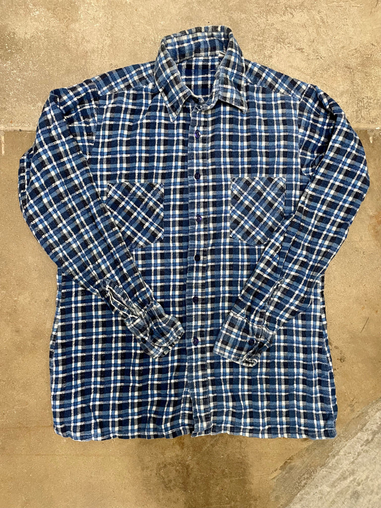Vintage Blue & White Checkered Flannel