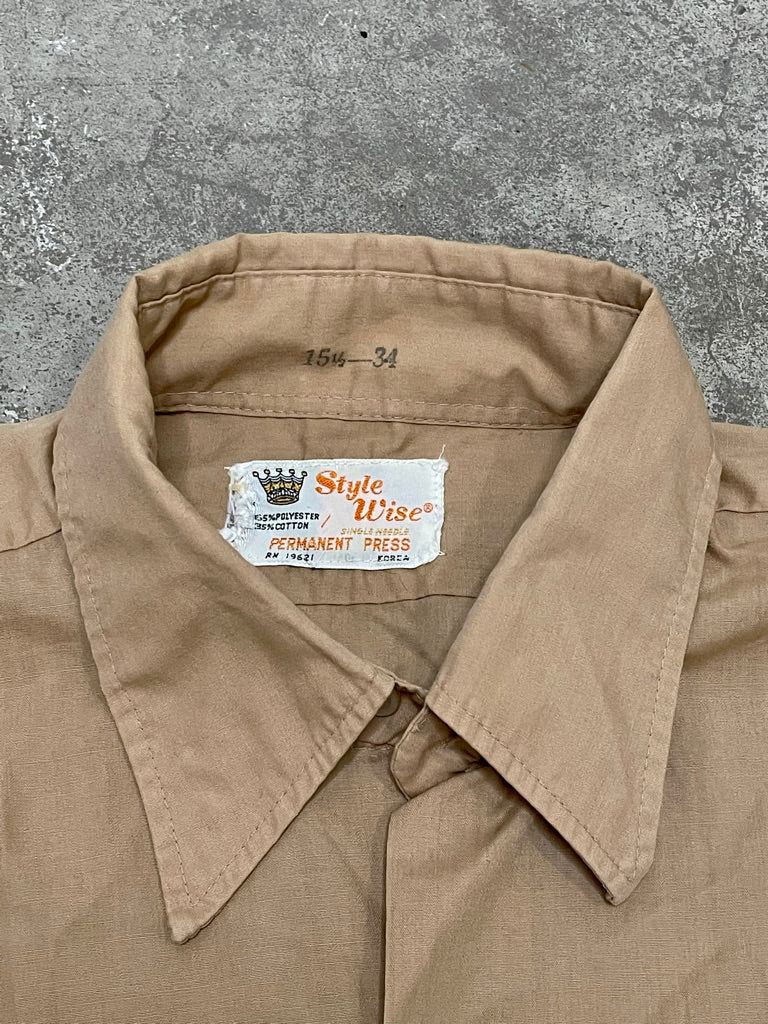 Vintage Style Wise Permanent Press Button Up