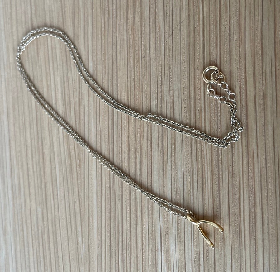 Gold Plated Wishbone Necklace