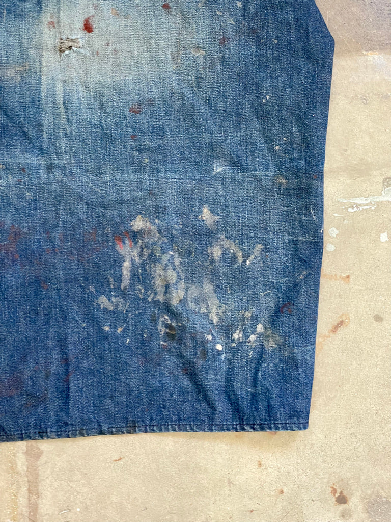 Vintage Dark Blue Apron With Paint Stains
