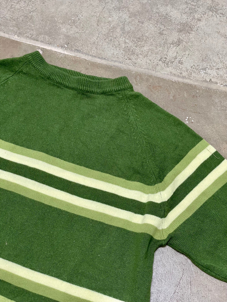Vintage Short Sleeve Green Striped Sweater