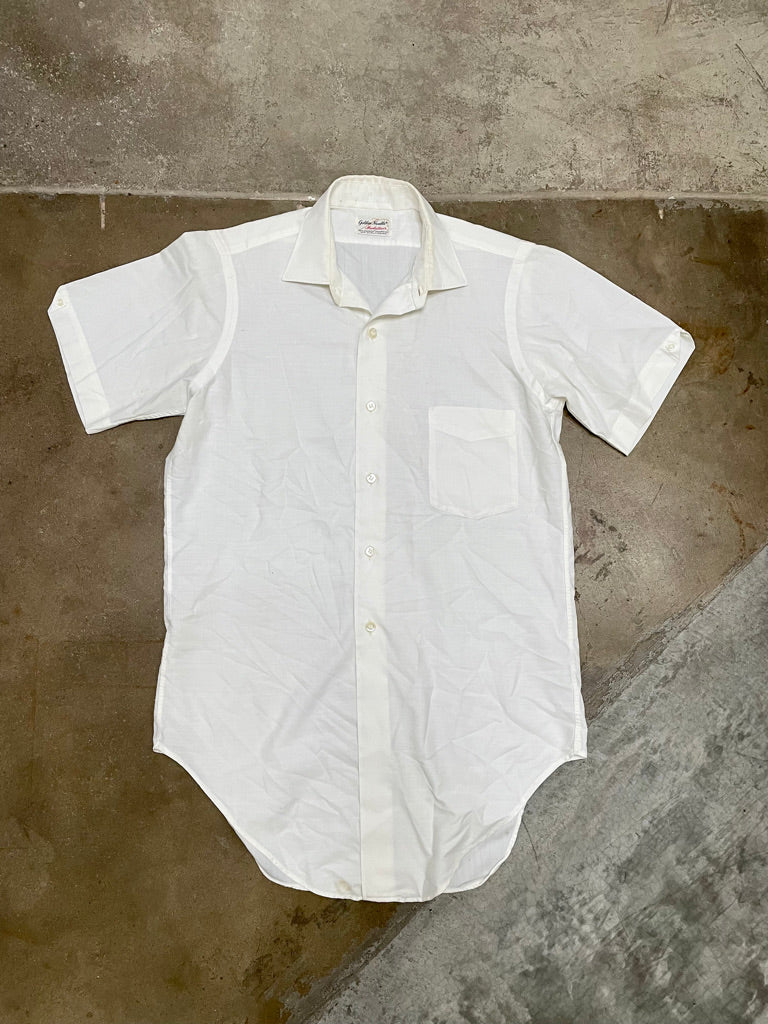 Vintage White Golden Needle Short Sleeve Shirt