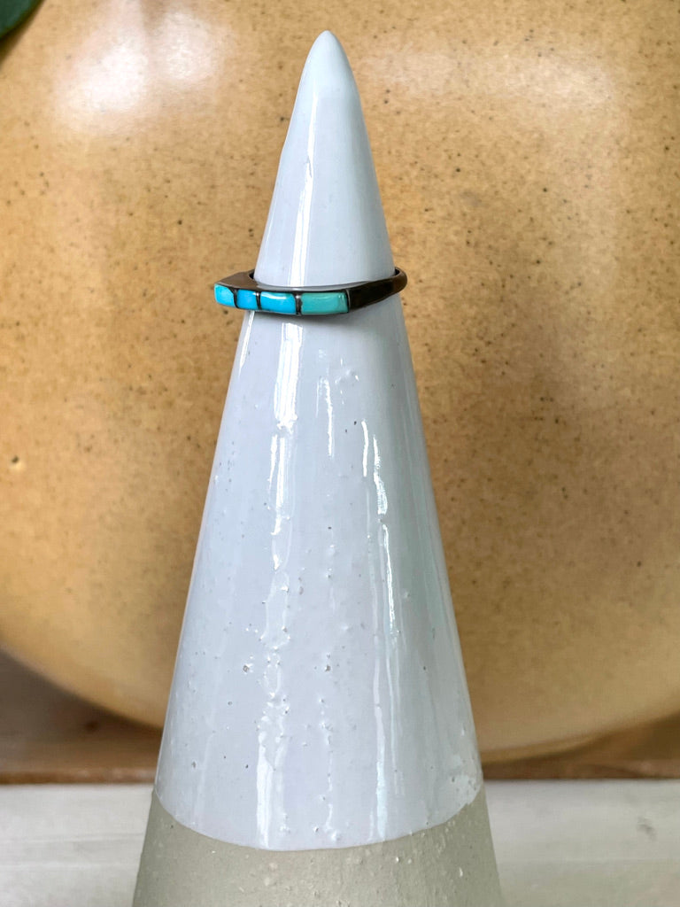 Vintage Turquoise Ring 4 Aligned Stones