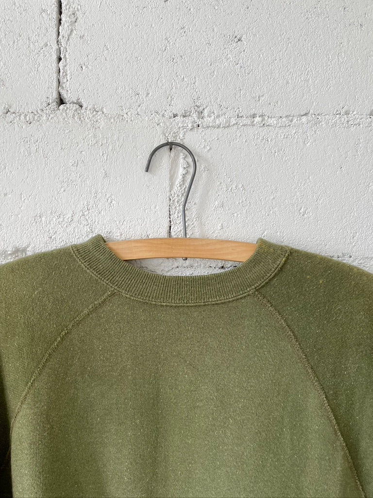 Vintage Olive Green Short Sleeve Sweatshirt