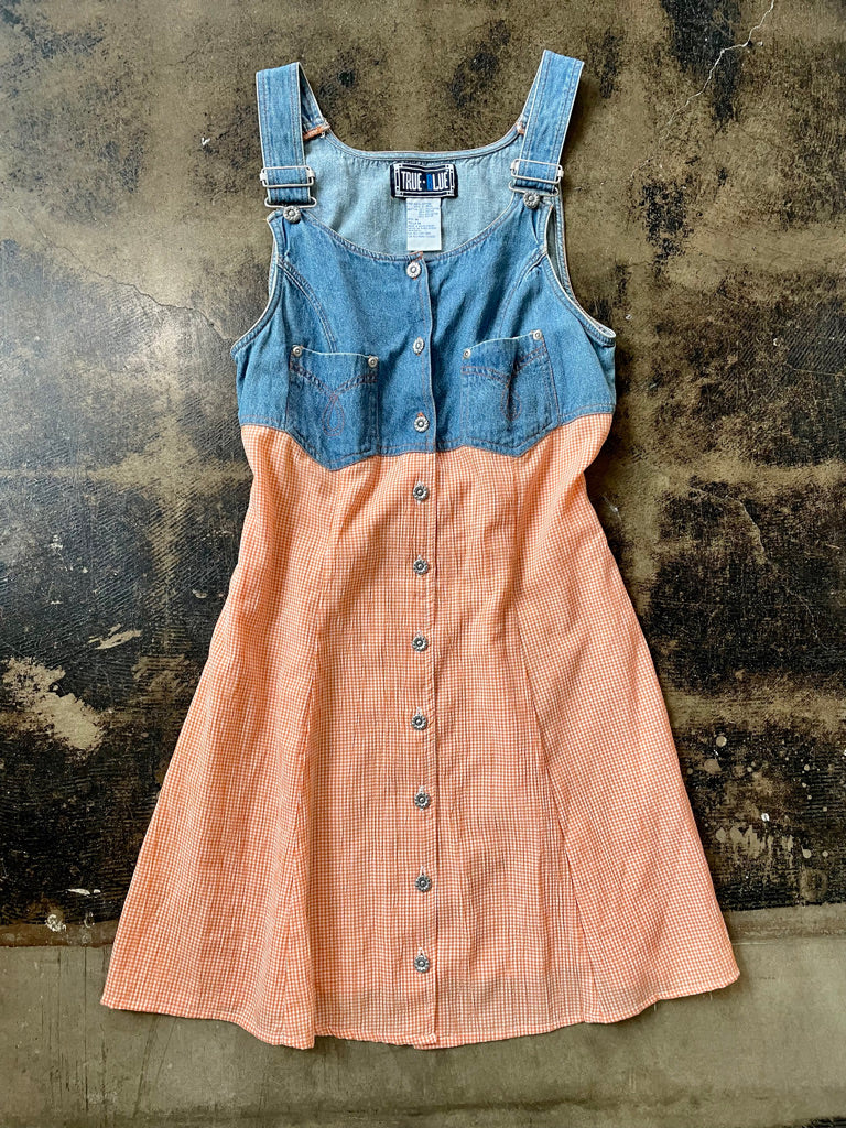 90's True Blue Denim & Gingham Dress