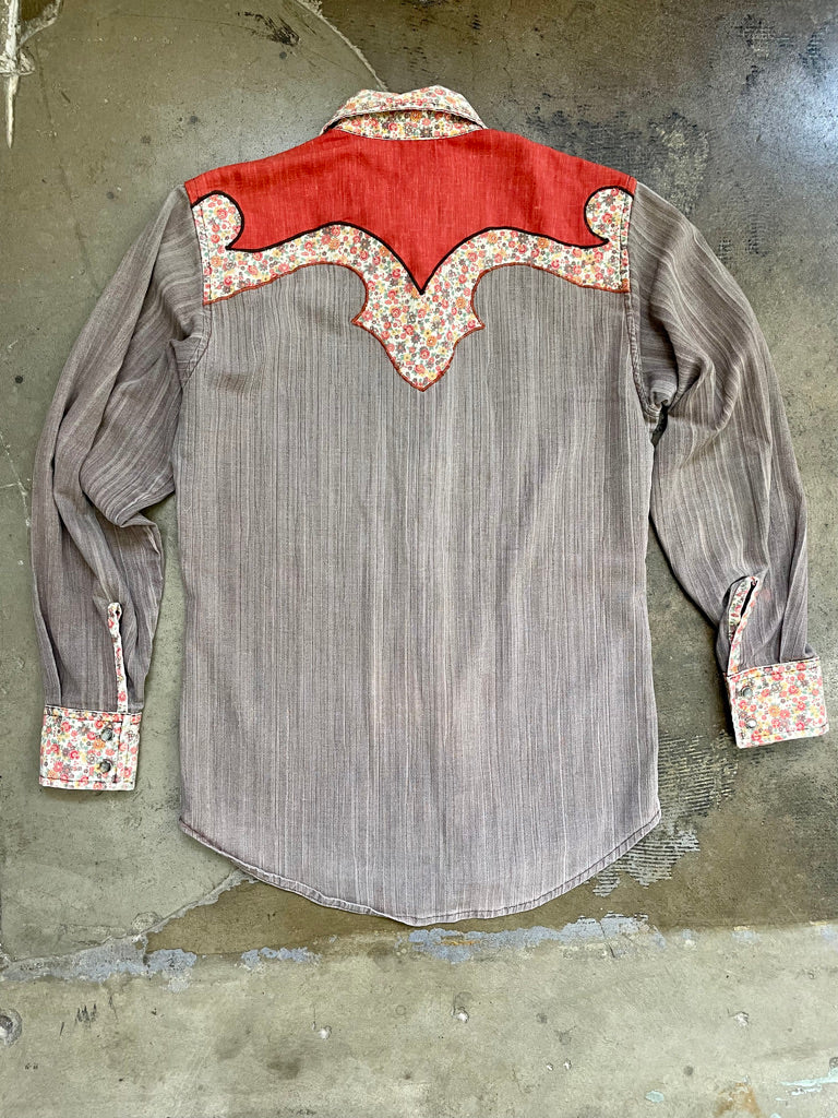 Vintage Mixed Fabric Western Button Up